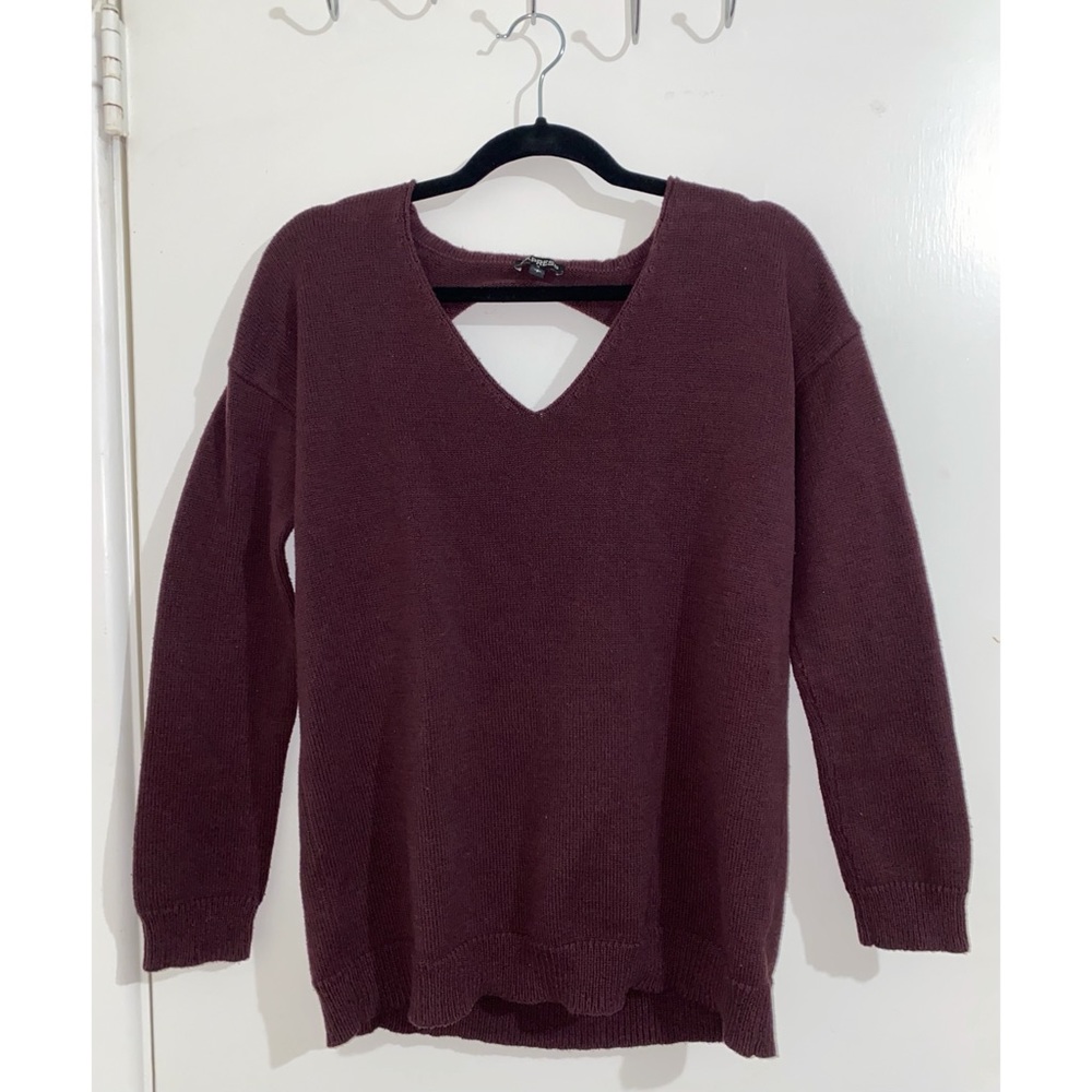 Express Sweater Womens Size S Long Sleeve Open Back Maroon